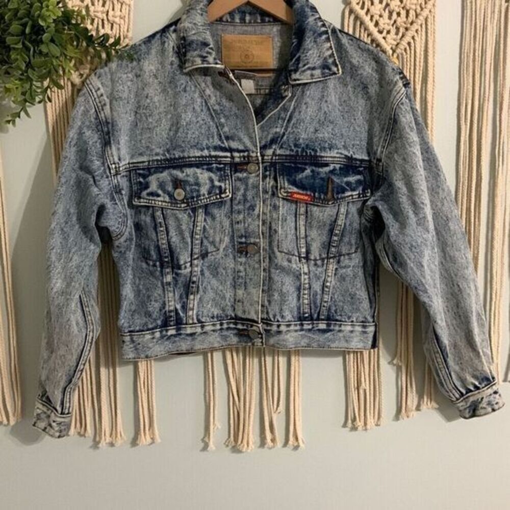 JORDACHE Women's Vintage Washed 1980s 1990s Denim Jean Jacket Size Small